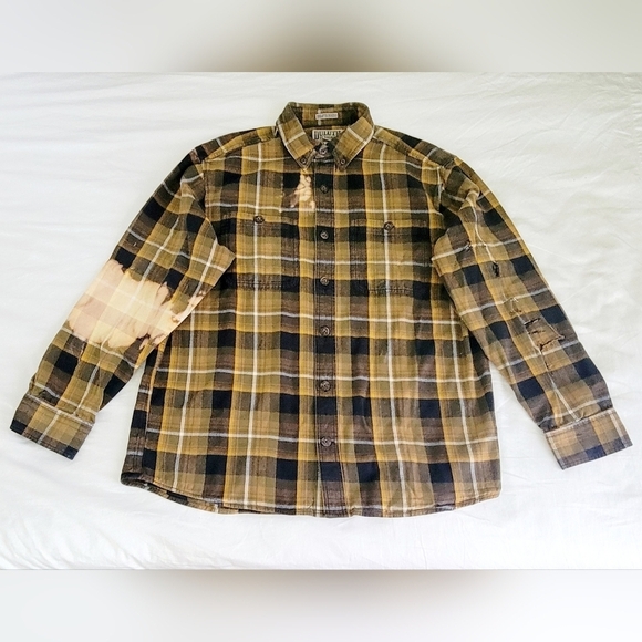 Duluth Custom Bleached Miami 305 Flannel Shirt Men's M Cotton Distressed Grunge - Picture 3 of 6
